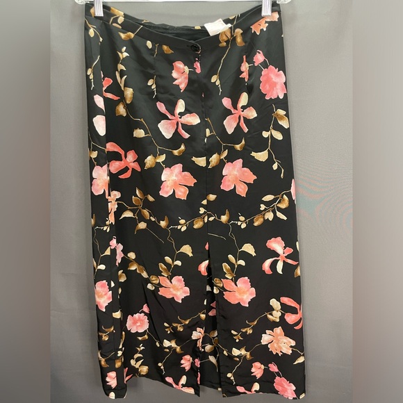 Vintage Gloria Vanderbilt sheer pink blossom floral maxi slit skirt - Picture 6 of 10